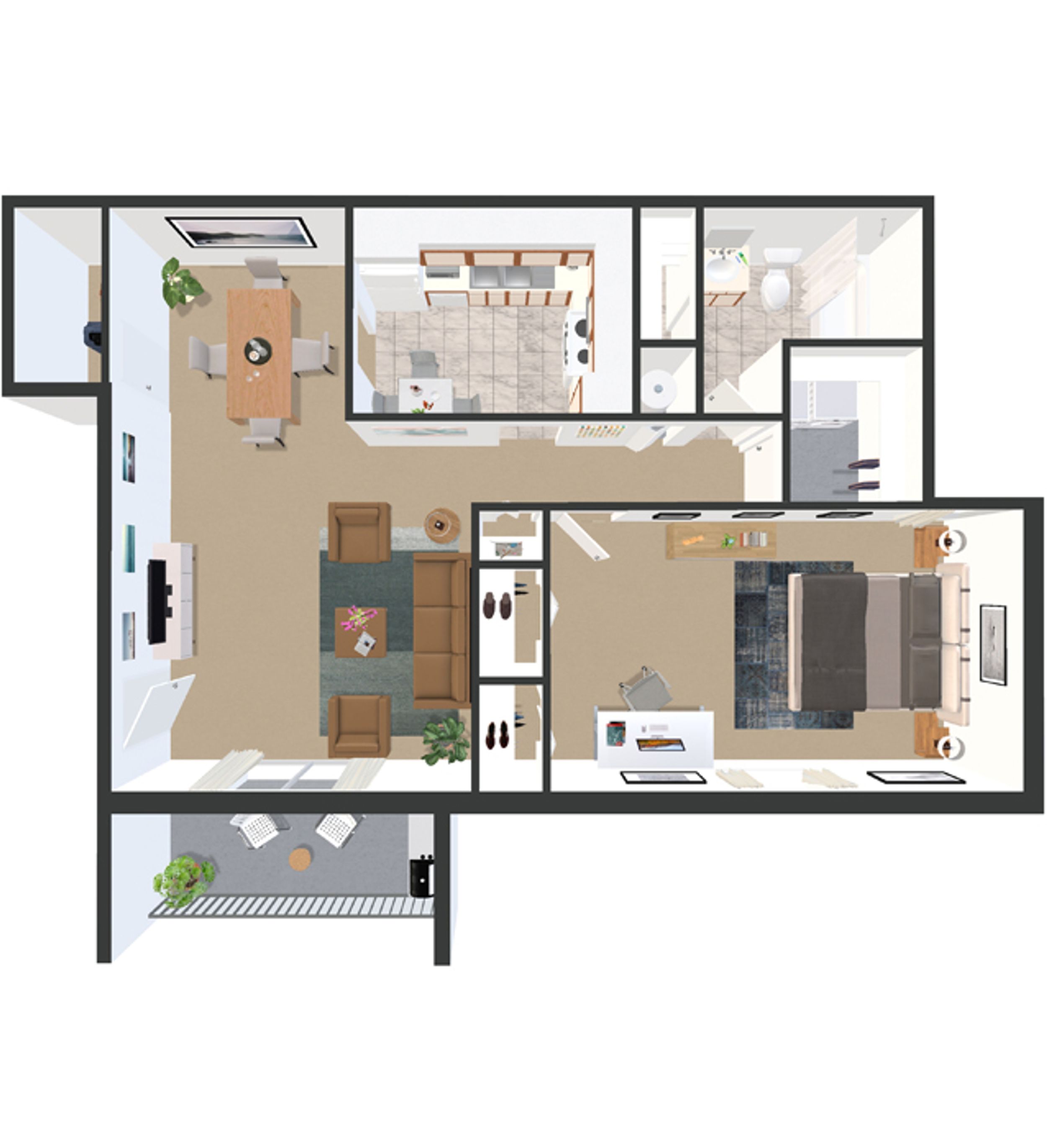 1 Bed / 1 Bath Garden floorplan image